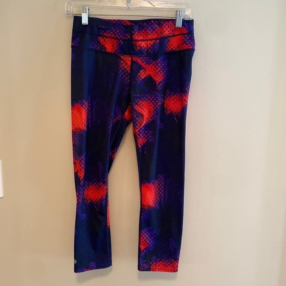 Athleta Leggins Blue Abstract Red Size SMALL - Picture 3 of 6